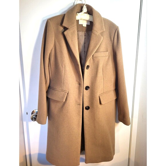Michael Kors Women’s Camel Classic Wool Blend Minimalist Tailored Overcoat Med - Picture 2 of 16